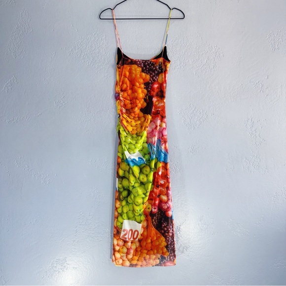 Zara Fruit Mesh Maxi Dress Size Small - Picture 3 of 9